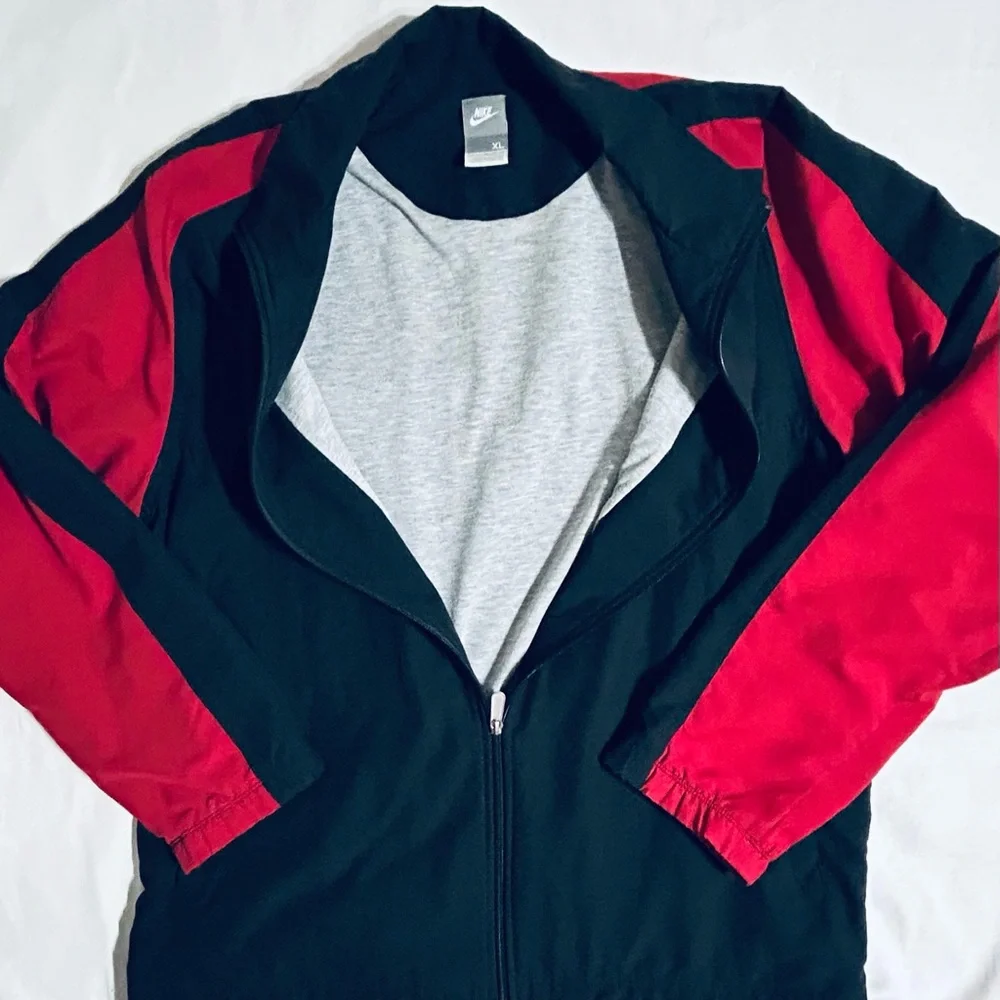 VINTAGE 90s NIKE Full Zip Windbreaker Jacket Cotton Lined Size XL